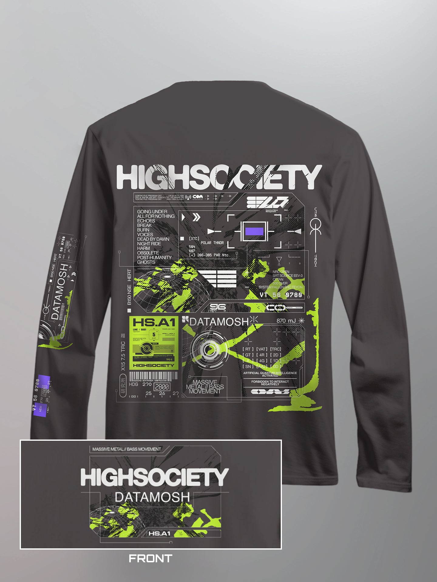 HIGHSOCIETY - BIOHACK L/S SHIRT [Charcoal]